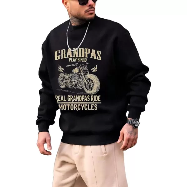 WDIRARA Men's Letter Graphic Print Round Neck Long Sleeve Sweatshirt Pullovers