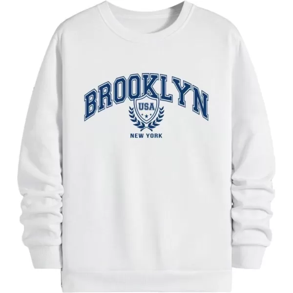 WDIRARA Men's Letter Graphic Print Round Neck Long Sleeve Sweatshirt Pullovers