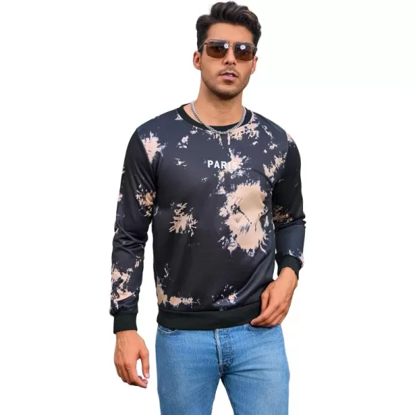 WDIRARA Men's Letter Graphic Print Round Neck Long Sleeve Sweatshirt Pullovers