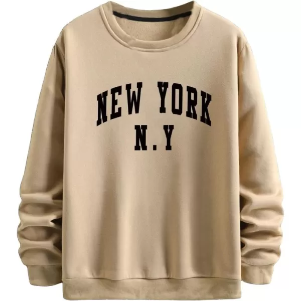 WDIRARA Men's Letter Graphic Print Round Neck Long Sleeve Sweatshirt Pullovers