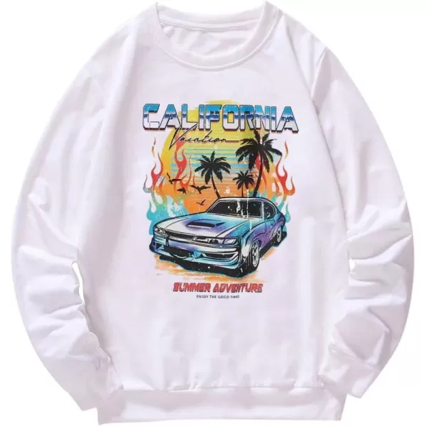 WDIRARA Men's Letter Graphic Print Round Neck Long Sleeve Sweatshirt Pullovers