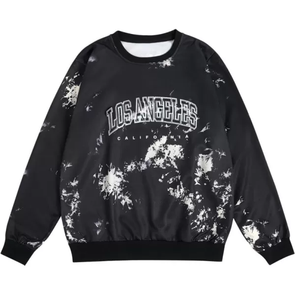 WDIRARA Men's Letter Graphic Print Round Neck Long Sleeve Sweatshirt Pullovers