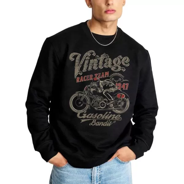 WDIRARA Men's Letter Graphic Print Round Neck Long Sleeve Sweatshirt Pullovers