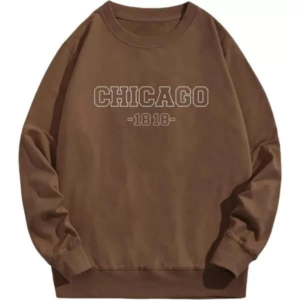 WDIRARA Men's Letter Graphic Print Round Neck Long Sleeve Sweatshirt Tops Pullovers