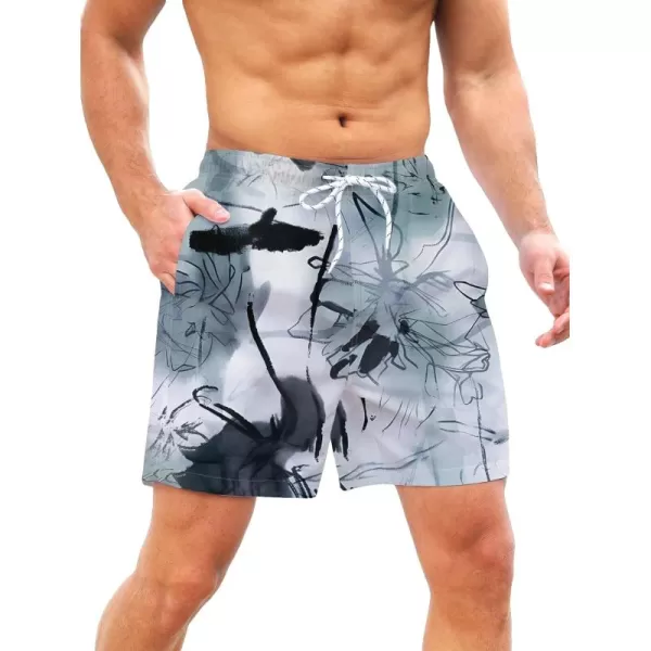 WDIRARA Men's Letter Graphic Tie Dye Drawstring Waist Workout Shorts with Pockets