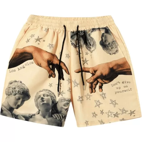 WDIRARA Men's Letter Graphic Tie Dye Drawstring Waist Workout Shorts with Pockets
