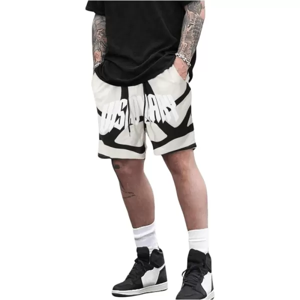 WDIRARA Men's Letter Graphic Tie Dye Drawstring Waist Workout Shorts with Pockets