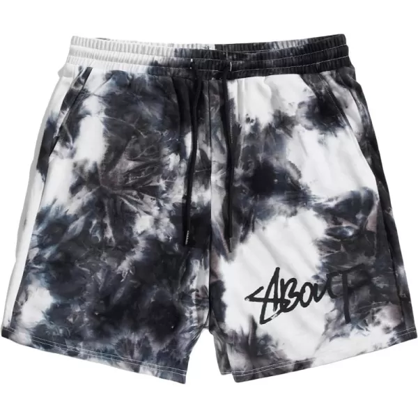 WDIRARA Men's Letter Graphic Tie Dye Drawstring Waist Workout Shorts with Pockets