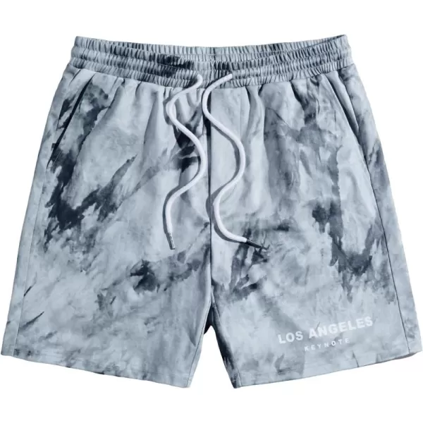 WDIRARA Men's Letter Graphic Tie Dye Drawstring Waist Workout Shorts with Pockets