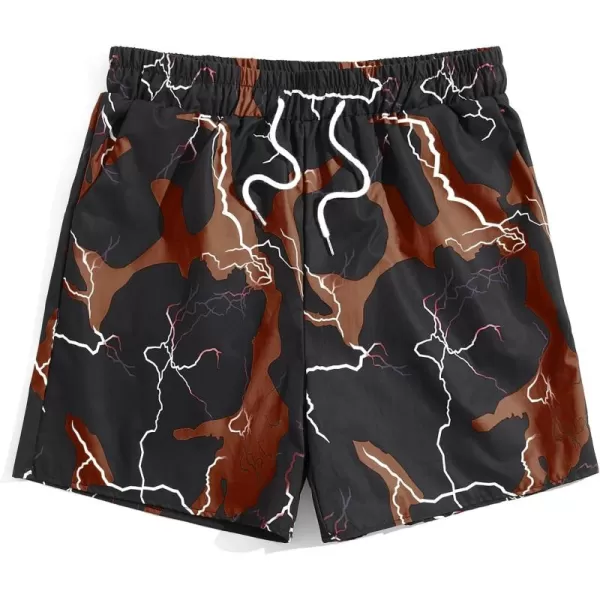 WDIRARA Men's Lightning Graphic Print Drawstring Casual Summer Beach Shorts