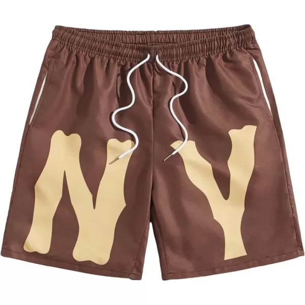 WDIRARA Men's Lightning Graphic Print Drawstring Casual Summer Beach Shorts