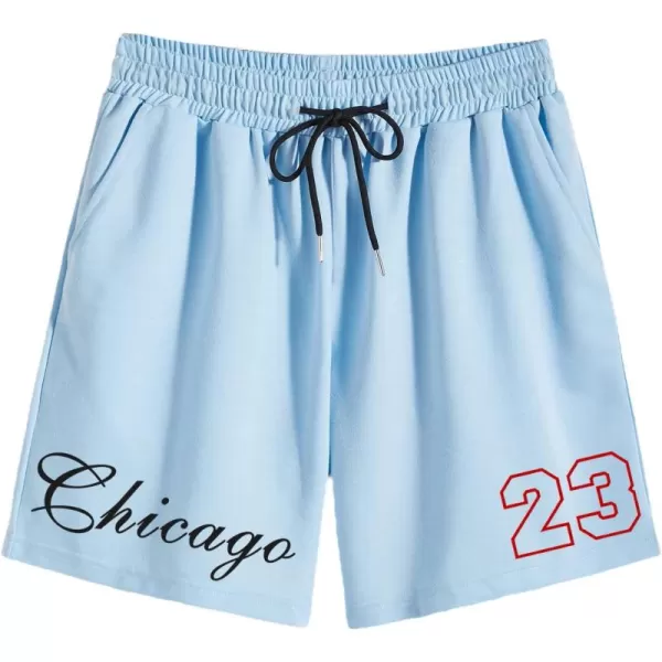 WDIRARA Men's Lightning Graphic Print Drawstring Casual Summer Beach Shorts