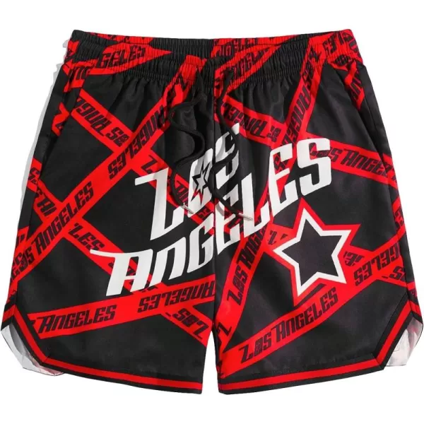 WDIRARA Men's Lightning Graphic Print Drawstring Casual Summer Beach Shorts