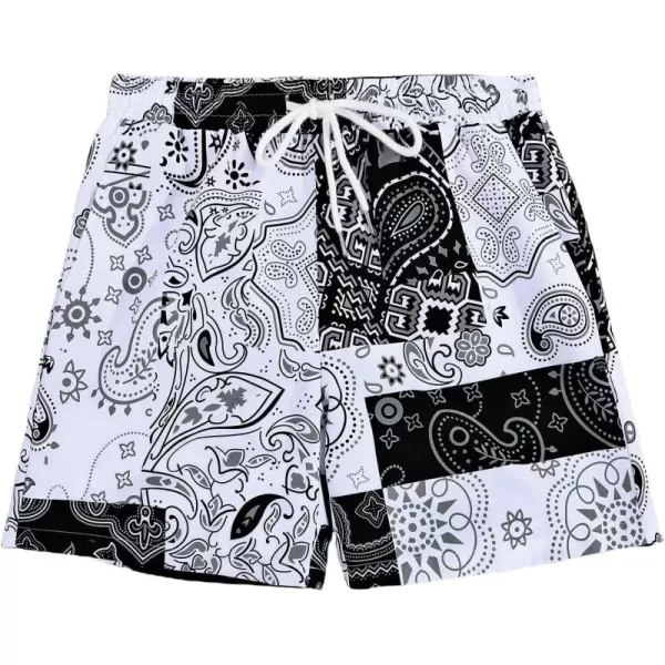 WDIRARA Men's Lightning Graphic Print Drawstring Casual Summer Beach Shorts