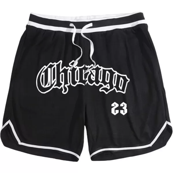 WDIRARA Men's Lightning Graphic Print Drawstring Casual Summer Beach Shorts