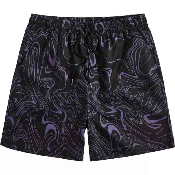 WDIRARA Men's Lightning Graphic Print Drawstring Casual Summer Beach Shorts