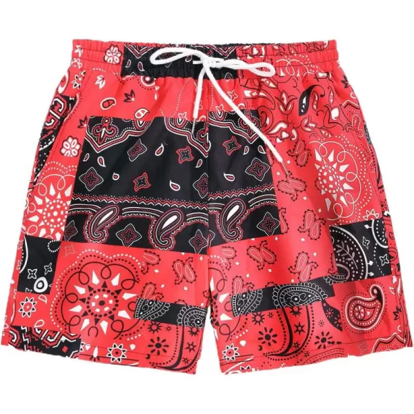 WDIRARA Men's Lightning Graphic Print Drawstring Casual Summer Beach Shorts