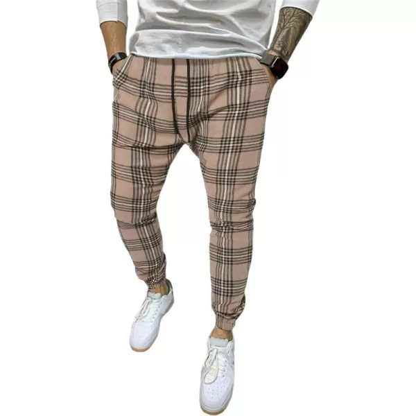 WDIRARA Men's Plaid Drawstring Waist Joggers Active Sweatpants with Pockets