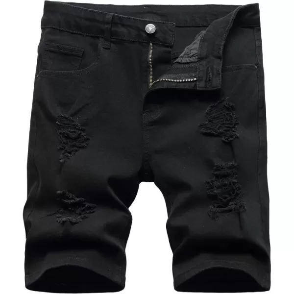 WDIRARA Men's Ripped Denim Shorts Straight Leg Raw Hem Frayed Distressed Jean Shorts Pants