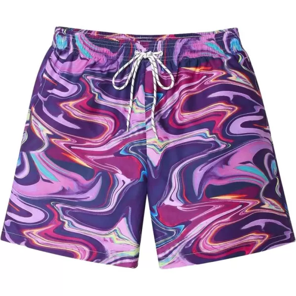 WDIRARA Men's Swim Trunks Elastic Waist Graphic Animal Print Swimwear Board Shorts