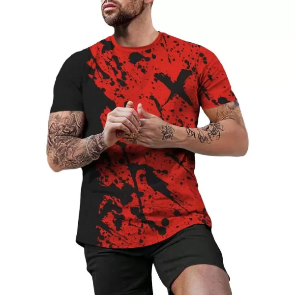 WDIRARA Men's Two Tone Cartoon Graphic Print Short Sleeve T Shirt Round Neck Tee