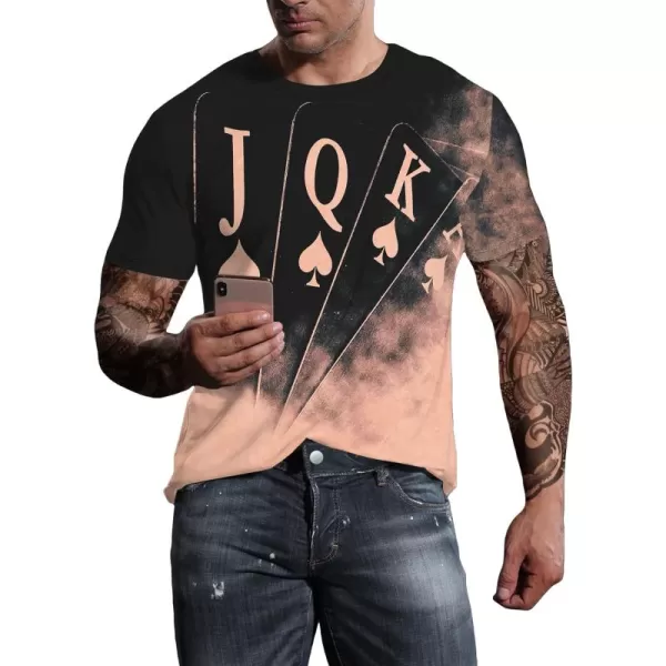 WDIRARA Men's Two Tone Cartoon Graphic Print Short Sleeve T Shirt Round Neck Tee