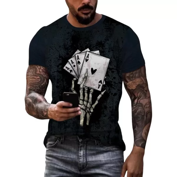 WDIRARA Men's Two Tone Cartoon Graphic Print Short Sleeve T Shirt Round Neck Tee