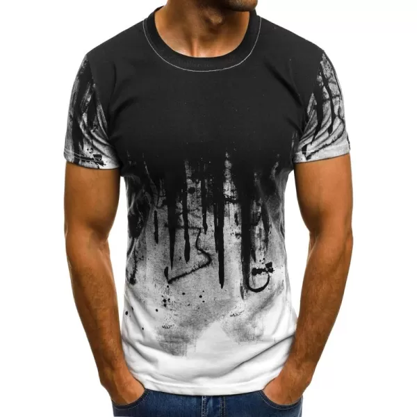 WDIRARA Men's Two Tone Cartoon Graphic Print Short Sleeve T Shirt Round Neck Tee