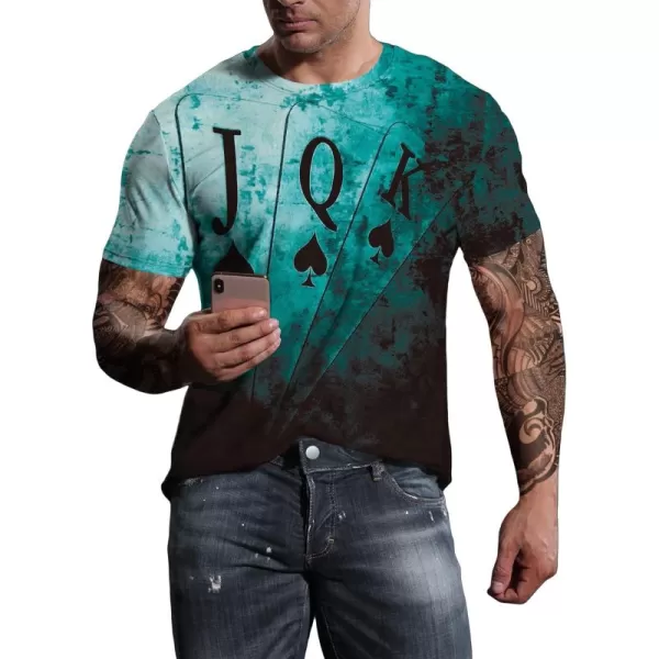 WDIRARA Men's Two Tone Cartoon Graphic Print Short Sleeve T Shirt Round Neck Tee