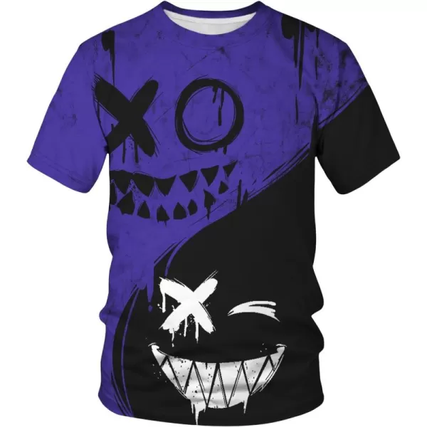WDIRARA Men's Two Tone Cartoon Graphic Print Short Sleeve T Shirt Round Neck Tee