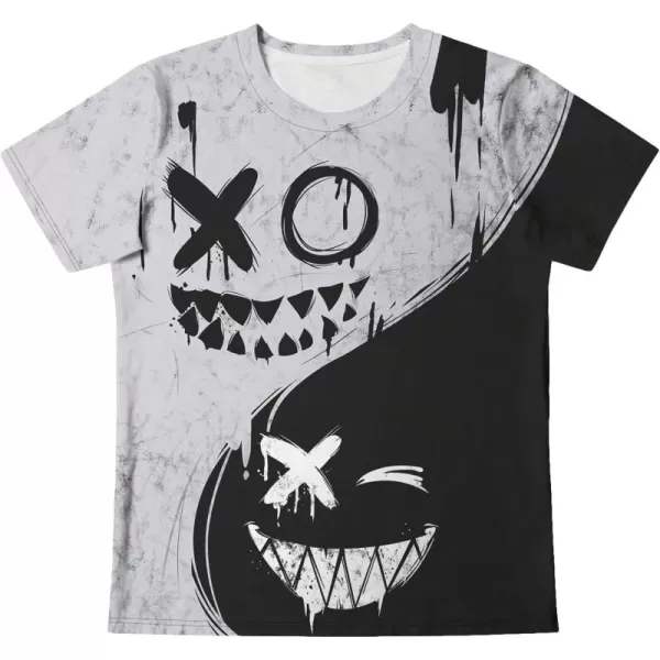 WDIRARA Men's Two Tone Cartoon Graphic Print Short Sleeve T Shirt Round Neck Tee