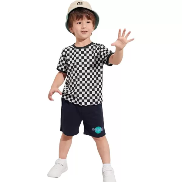 WDIRARA Toddler Boy's Plaid Short Sleeve Round Neck T Shirt Checkered Tops