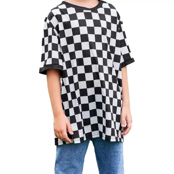 WDIRARA Toddler Boy's Plaid Short Sleeve Round Neck T Shirt Checkered Tops