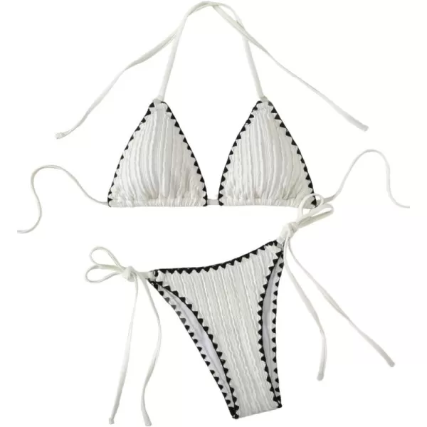 WDIRARA Women's 2 Piece Swimsuits Halter String Triangle Bikini Set Fish Scale Print Beach Bathing Suit