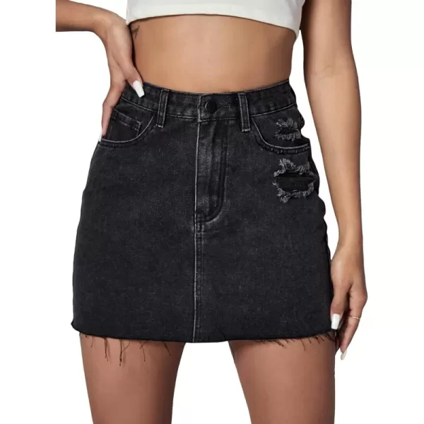 WDIRARA Women's Camo Print High Waist Pocket Stretch Mini Bodycon Skirt