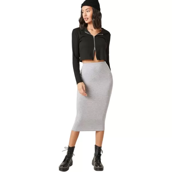 WDIRARA Women's Casual Drawstring Waist Split Back Solid Midii Skirt