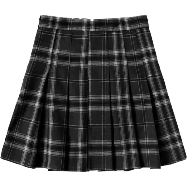 WDIRARA Women's Casual Plaid High Waist Pleated A-Line Uniform Mini Skirt