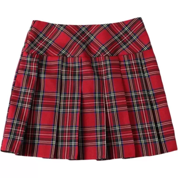 WDIRARA Women's Casual Plaid High Waist Pleated A-Line Uniform Mini Skirt