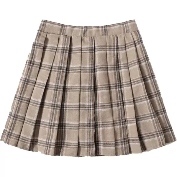 WDIRARA Women's Casual Plaid High Waist Pleated A-Line Uniform Mini Skirt