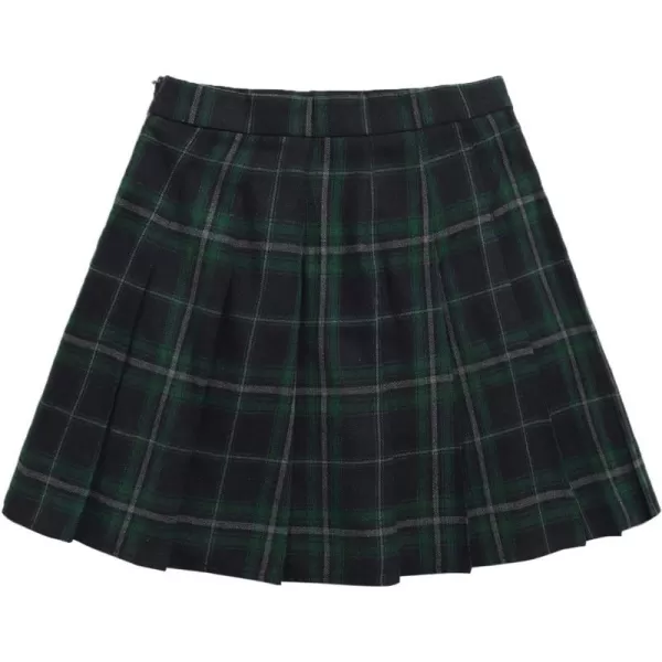 WDIRARA Women's Casual Plaid High Waist Pleated A-Line Uniform Mini Skirt