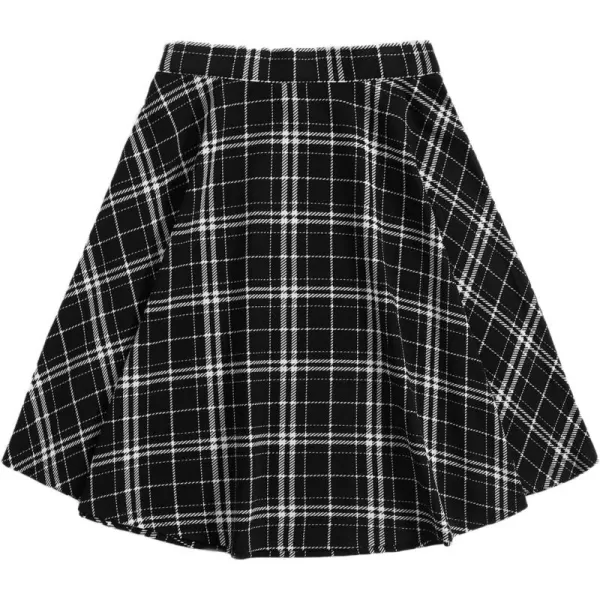 WDIRARA Women's Casual Plaid High Waist Pleated A-Line Uniform Mini Skirt
