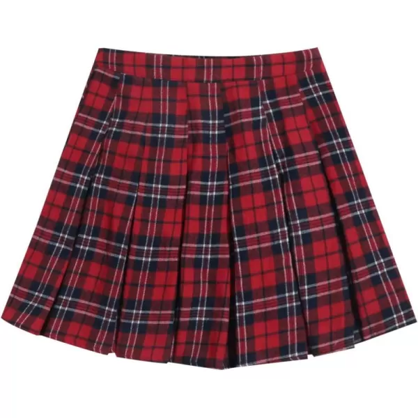 WDIRARA Women's Casual Plaid High Waist Pleated A-Line Uniform Mini Skirt