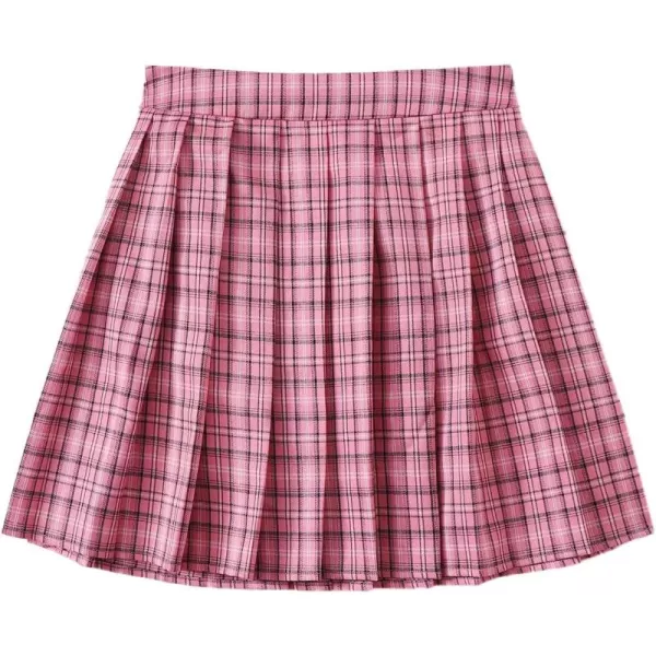 WDIRARA Women's Casual Plaid High Waist Pleated A-Line Uniform Mini Skirt