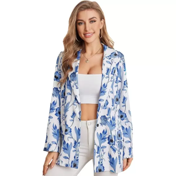WDIRARA Women's Colorblock One Button Open Front Shawl Collar Long Sleeve Blazer