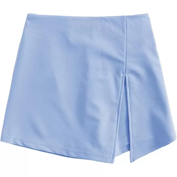 WDIRARA Women's Contrast Binding Knot Side Mid Waist Asymmetrical Skirt Shorts