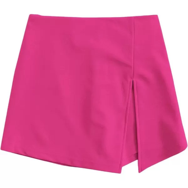 WDIRARA Women's Contrast Binding Knot Side Mid Waist Asymmetrical Skirt Shorts