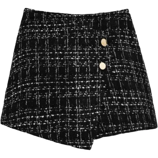 WDIRARA Women's Contrast Binding Knot Side Mid Waist Asymmetrical Skirt Shorts