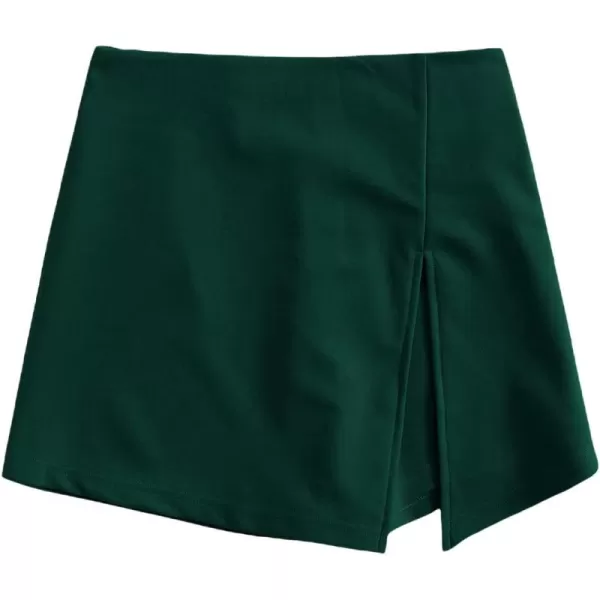 WDIRARA Women's Contrast Binding Knot Side Mid Waist Asymmetrical Skirt Shorts
