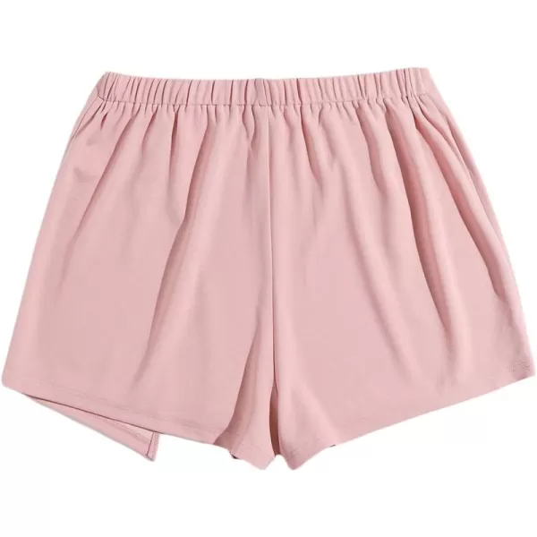 WDIRARA Women's Contrast Binding Knot Side Mid Waist Asymmetrical Skirt Shorts