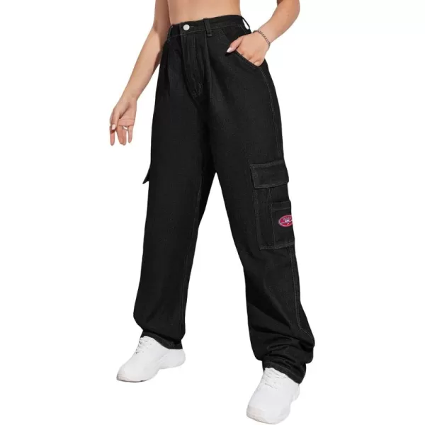 WDIRARA Women's Cow Print High Waist Wide Leg Jeans Casual Long Denim Pants